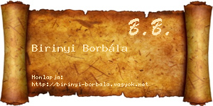Birinyi Borbála névjegykártya